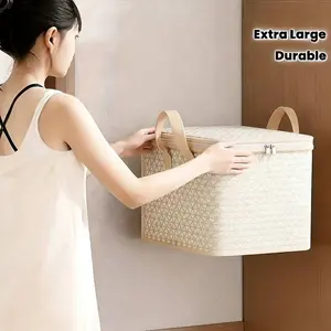 Extra Large Durable Fabric Storage Box with Zipper Closure, Reinforced Square Organizer, Dustproof Moisture Proof, Ideal for Bedroom Closet Under Bed