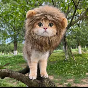 Funny Cute Lion Style Headband for Cats, Soft Polyester Pet Costume for Photography Props
