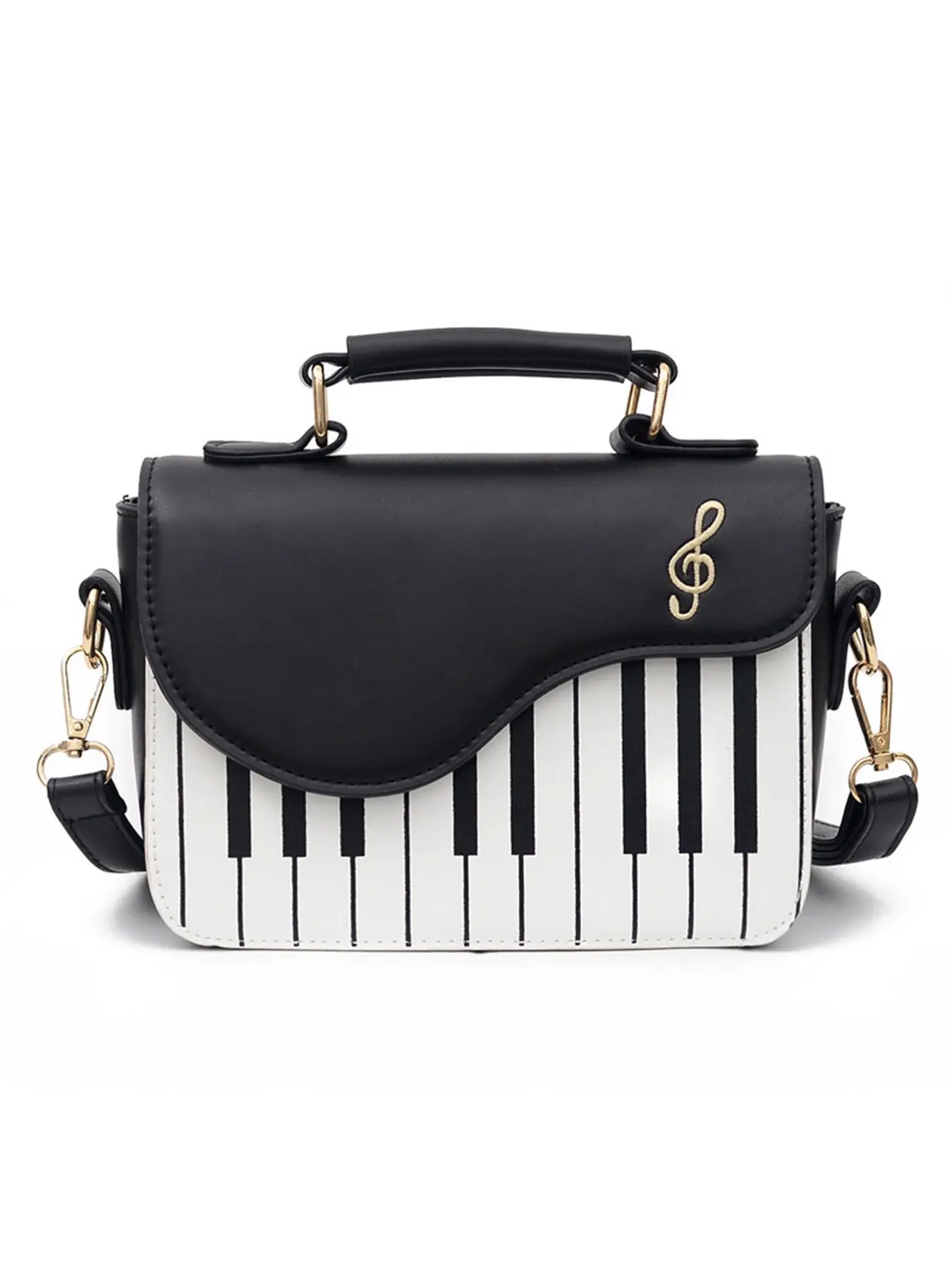 A personalized music themed piano print bag, decorated with retro music scores, a shoulder bag, Casual crossbody bag, Fashionable crossbody bag, that can accommodate mobile phones and lipstick, suitable for shopping and socializing