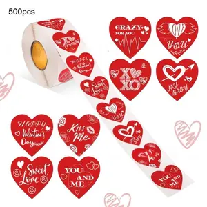 300/500pcs Valentine's Day Gift Packaging Labels, Self-Adhesive Heart Stickers, Perfect for Anniversaries, Weddings, New Year Parties, Anniversary Labels, Greeting Stickers