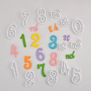 Number and Letter Fondant Cutter Set Cookie Cutter Mold, 13 Pcs Food-Grade Plastic Mold for Cake Decorating, Cupcake Toppers, and Cookie Making Pastry Decorative Kit