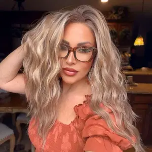 AISOM Mila Sugar Maple Water Wave Free Part Synthetic Lace Front Wig with Scandinavian Hairline Glueless Wig 16 Inches