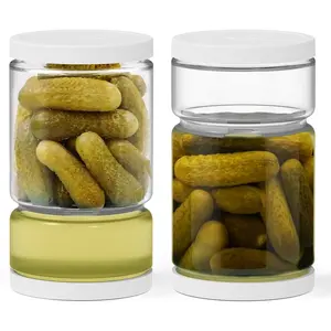 Glass Pickle Container with Strainer for Pickle Lover - 45OZ Leakproof Juice Separator Jar for Gherkin, Olive or Chilli, Dishwasher and Refrigerator Safe,  (White, 45 oz*2 pcs)