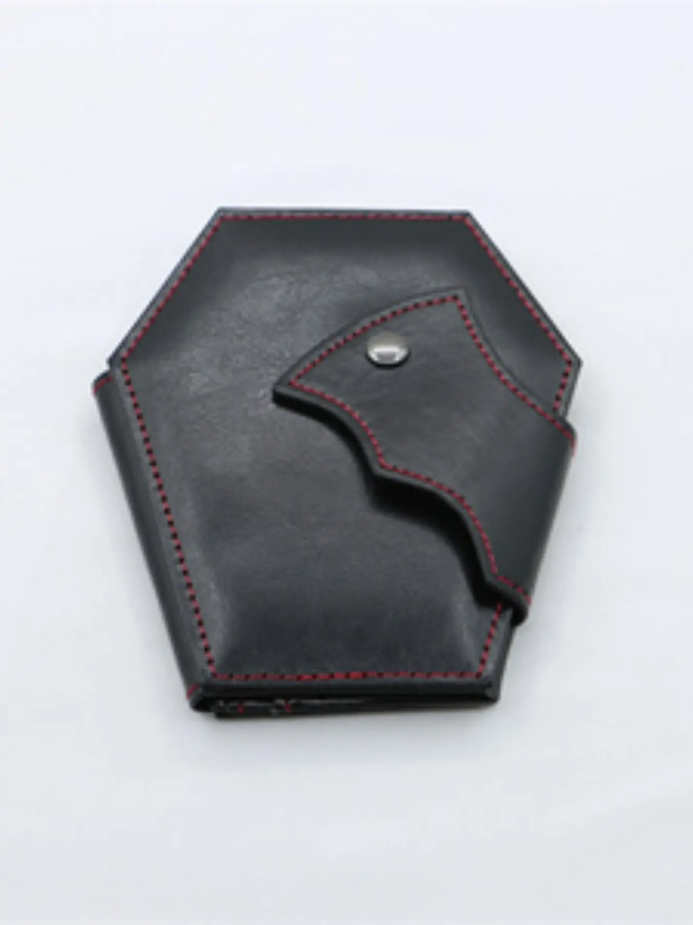 Halloween Coffin Card Wallet, Bat Wing Design, Folded Pocket Style, Trifold Wallet, Gothic Wallet, Hand Stitched Faux Leather Material, Perfect Gift for Spooky Occasions, Fashionable Goth Wallet