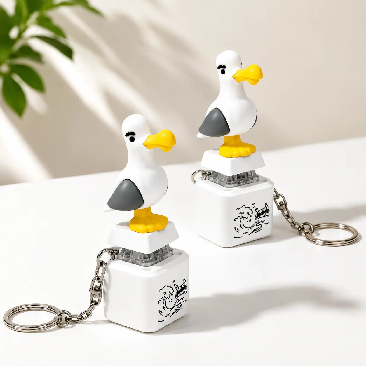 【Buy 1 Get 1 Free】Seagull MINE! Button Keychain-Real Sound & LED Light, Funny Interactive Novelty Gift Suitable for Friends and Family, summerwins