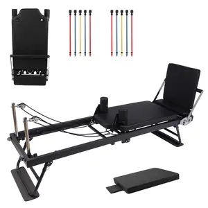 GARVEE Foldable Professional Pilates Reformer Machine for Home Gym with Jump Board and 2 Sets of Color Resistance Cords, Ideal for Full Body Workouts and Strength Training