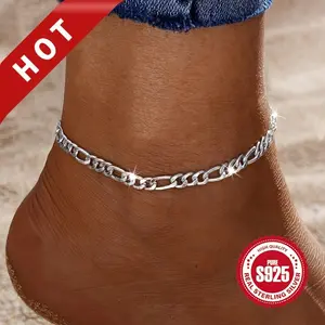 925 sterling silver unisex anklets men's and women's bracelet anklets dual-use unisex style