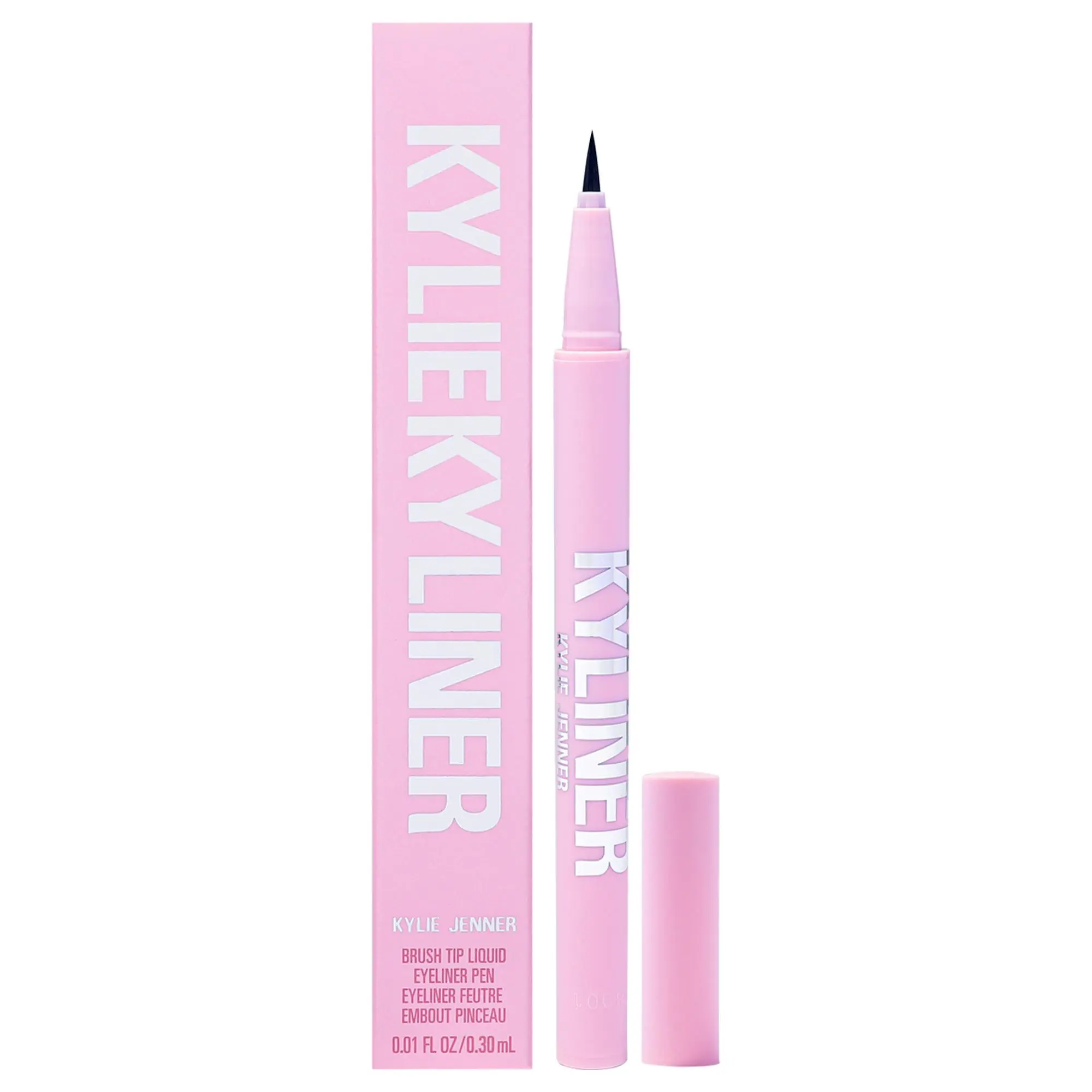 Kylie Cosmetics Women's Brush Tip Liquid Eyeliner Pen - 001 Black Makeup, Apply Brush Tip for Precise Lines, 0.01 fl oz