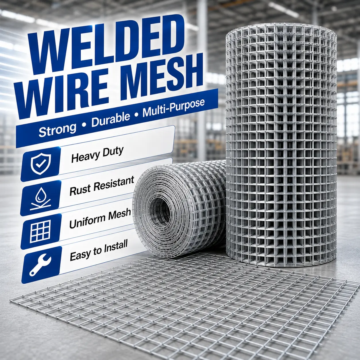 Galvanized Heavy Duty Steel Welded Wire Mesh Roll - Rust-Resistant, Durable Outdoor Fencing for Commercial, Residential Garden Projects