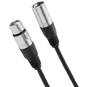 XLR Male to Female Microphone Cable for Speaker or PA System, All Copper Conductors, 6MM PVC Jacket, 1M, Black