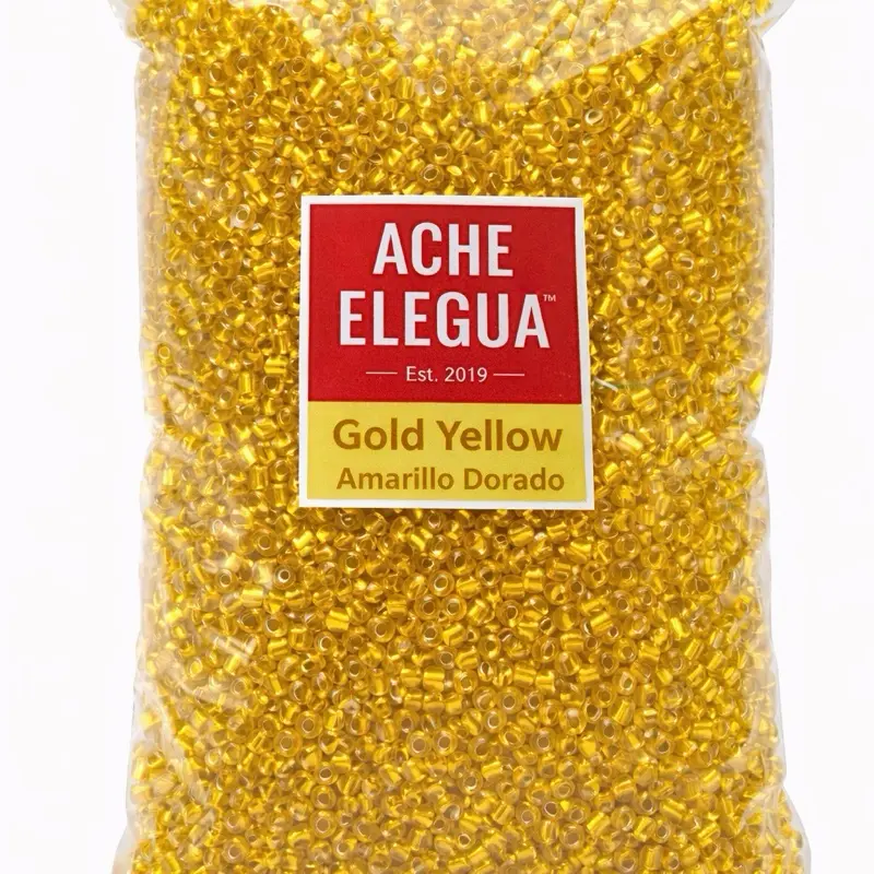 Ache Elegua Gold Yellow Beads Bulk Pack for Bracelets & Jewelry DIY & Spiritual Use 1 Pound Bag Smooth Glossy Finish