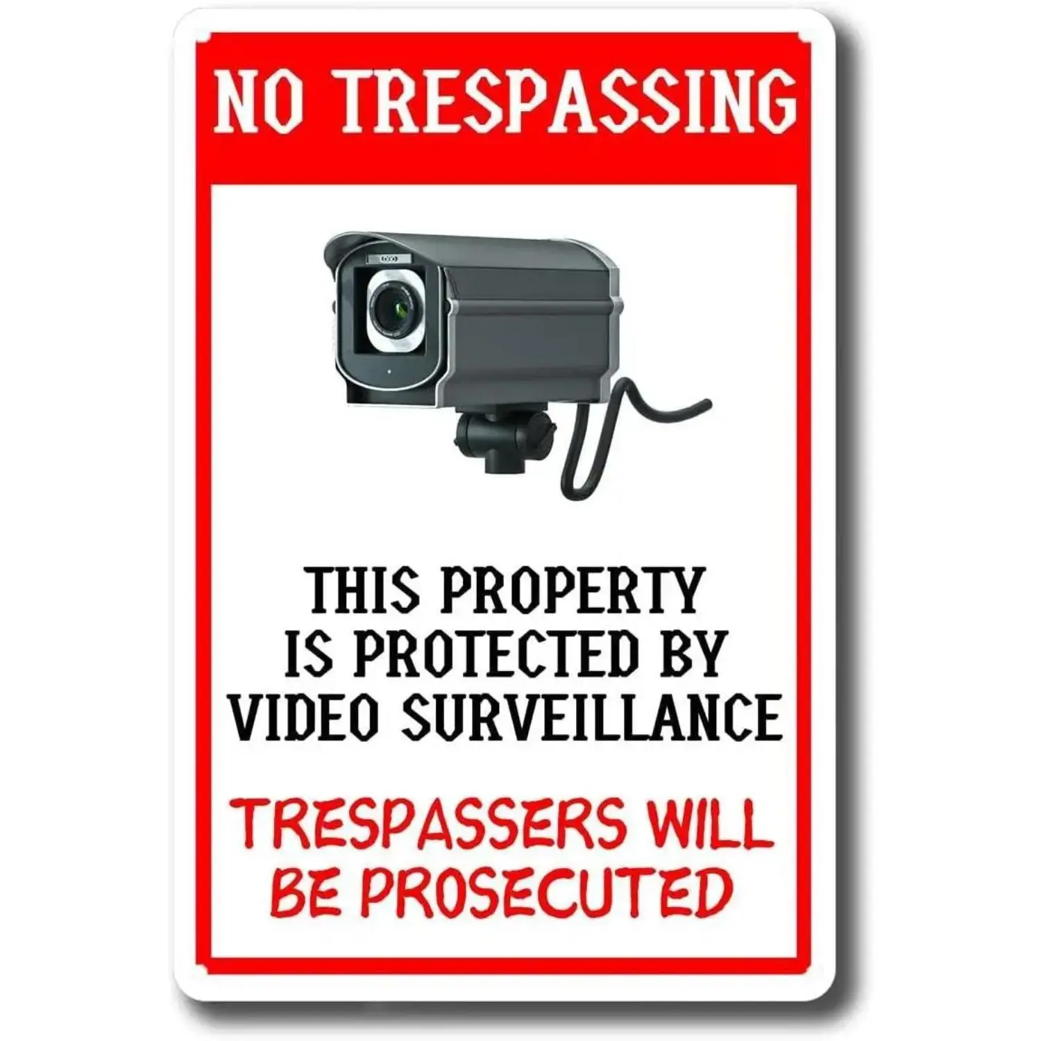 Vertical Iron Sheet Painting No Trespassing Security Camera Warning Sign Metal Wall Art Tin Style Metal Sign Decorative Rustic Industrial Home Decor