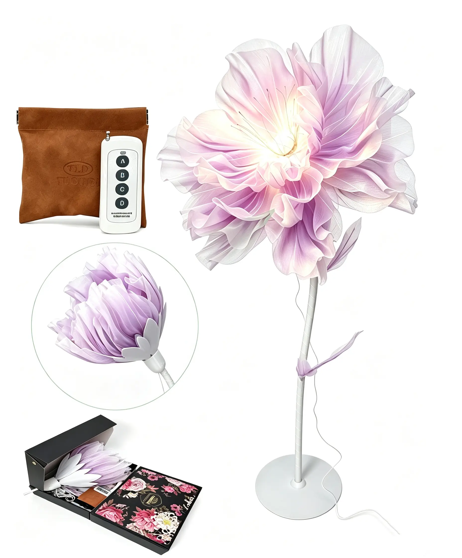 Large-Size Poppy-Shape Mechanical Silk Flower, Automatic Opening-Closing Dancing Petals Decor, Window Decoration, Stage Decor for Wedding Home Layouts