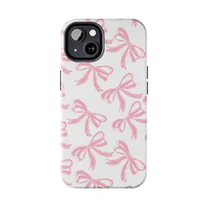 Pink Bow iPhone Case -  Phone Case for iPhone 15 Max with Screen Protection, Aesthetic Design & Shockproof Protection Compatible with Samsung Galaxy S25