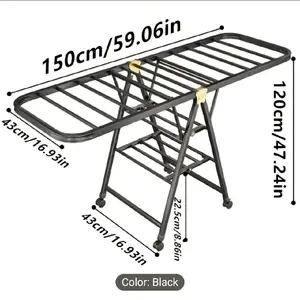1 Heavy-duty Swallowtail Drying Rack | 3-tier Large-sized, Stainless Steel, Suitable For Both Indoor And Outdoor Use, Easy To Fold, 21 Drying Rods, 59.06 Inches, Ideal For Drying Most Clothes And Quilts, Drying Racks