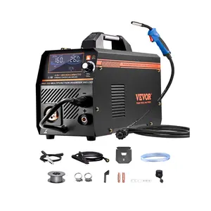 VEVOR MIG Welder, 160A Synergic Mig Welding Machine, 4-in-1 Gas MIG/Flux Core MIG/Stick/Lift TIG Multi-Process Welder Machine, 110V/220V Dual Voltage Mig Welder with IGBT Inverter & LCD Screen Display