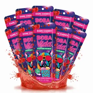 Dark Cherry Popping Boba (10 Pouches) – Bursting Berry & Fruit Juice Pearls for Bubble Tea Beverage, Desserts & Cold Drinks | Rich Cherry Flavor | Vegan, Non-GMO, Caffeine-Free