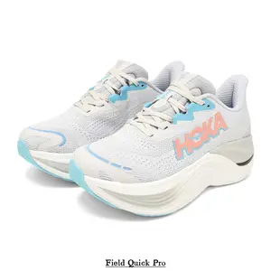 Light Gray-White Runners with Blush Pink Structural Line & Sky Blue Midsole Edge — Synthetic Mesh Upper, Contoured EVA Midsole, Rubber Outsole with Dual-Tone Tread Zones