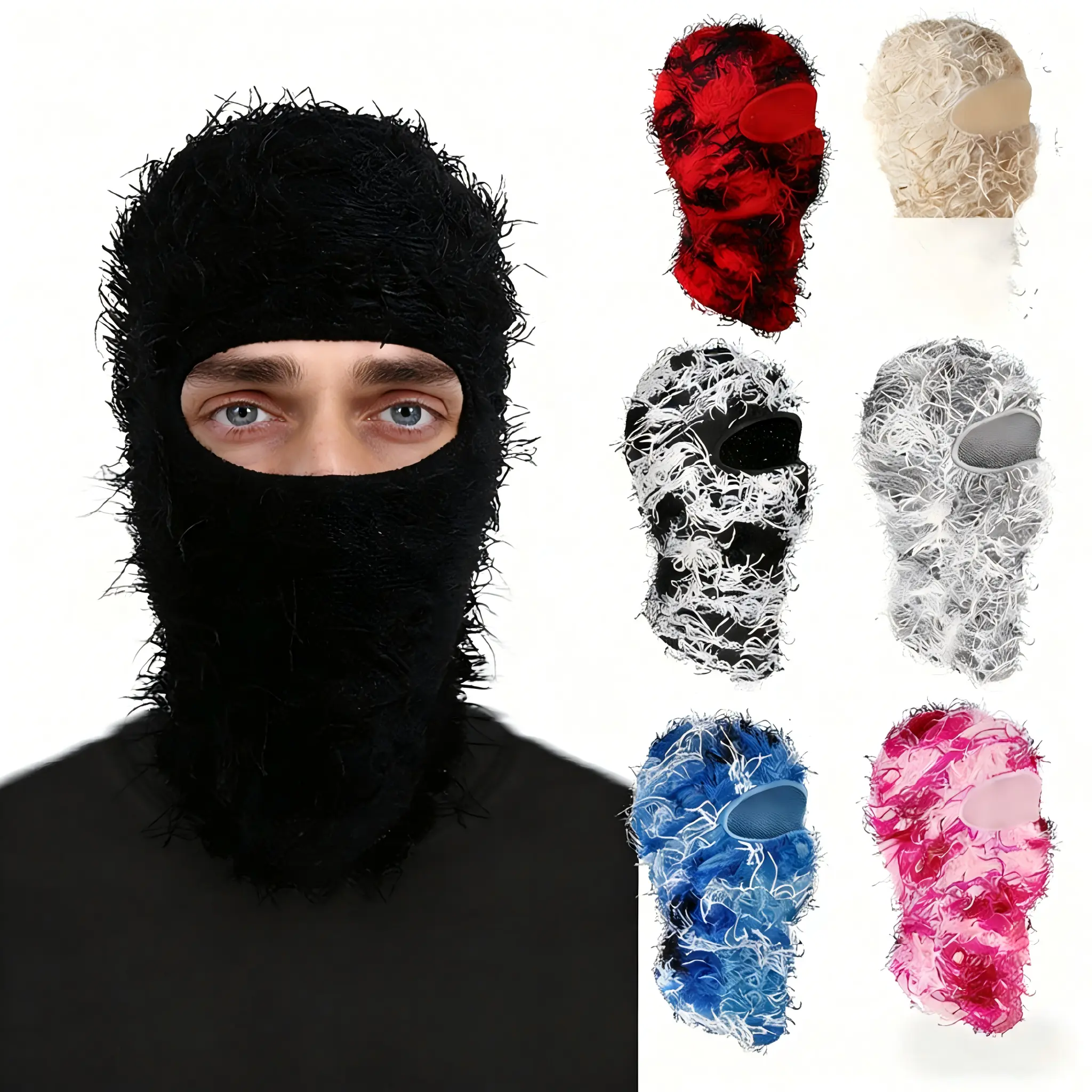 FEITAI Ski Mask, Solid Color Fuzzy Balaclava for Men & Women, 87% Polyester, 13% Spandex for Warmth & Flexible Fit that Moves with Every Turn, Full Face, Flexible Fit Moves With Every Turn, Fuzzy Texture