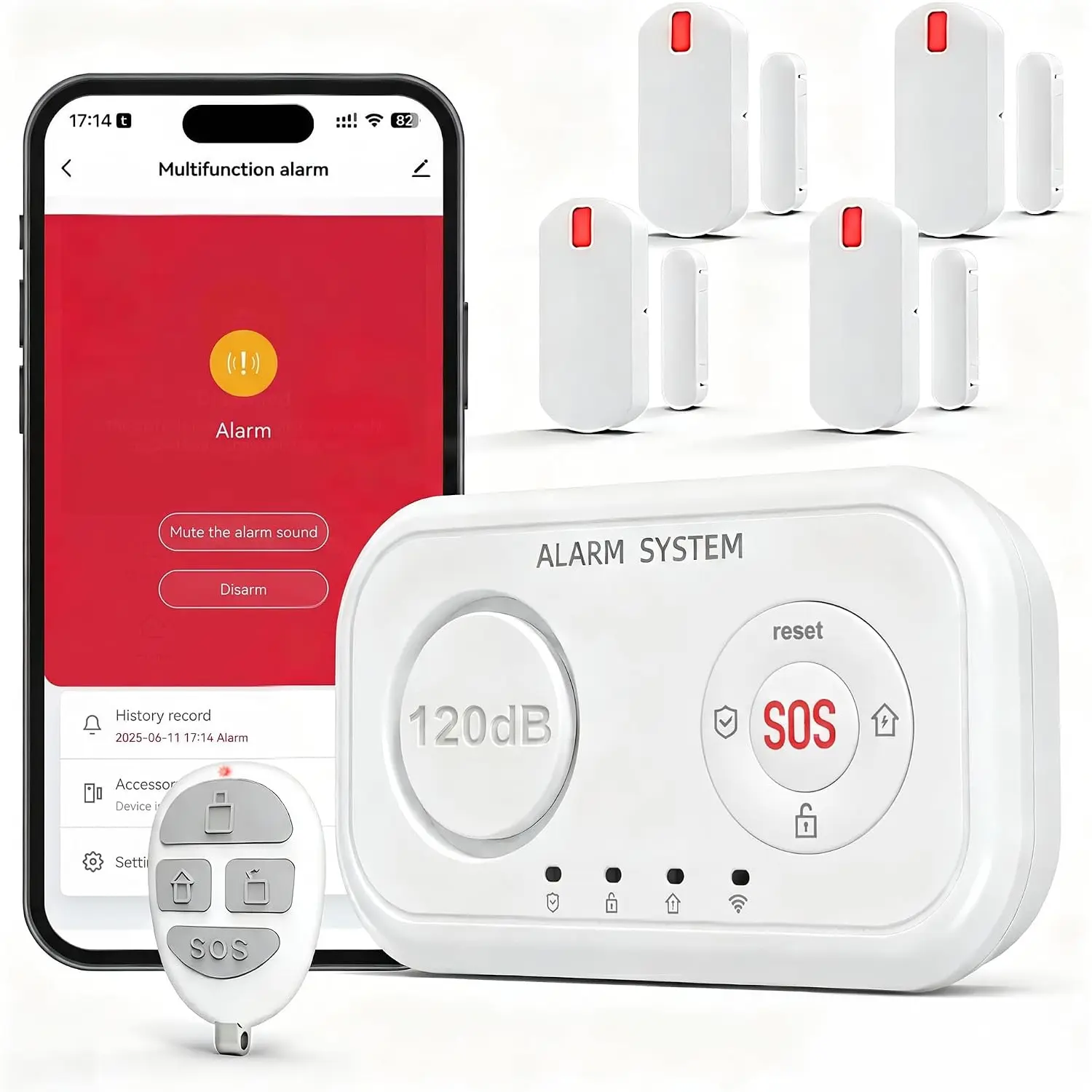 Home Security System Wireless, Smart WiFi Alarm System DIY Kit with 120dB Siren, Door Window Sensors & Remote Control, App Alerts, Works with Alexa & Google Home, No Monthly Fee for House Apartment