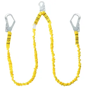 VEVOR 38mm Safety Lanyard,  6ft(1.83m) Fall Protection Lanyard with 2 Alloy Steel Snap Hooks, Retractable Safety Belt for Outdoor/Indoor Tree Climbing, 38KN Breaking Tension Lanyard, Yellow