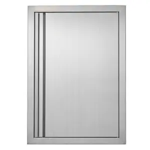 BBQ Access Door, 17W X 24H Inch Single Outdoor Kitchen Door, Stainless Steel Flush Mount Door, Wall Vertical Door With Recessed Handle, For BBQ Island, Grilling Station, Outside Cabinet