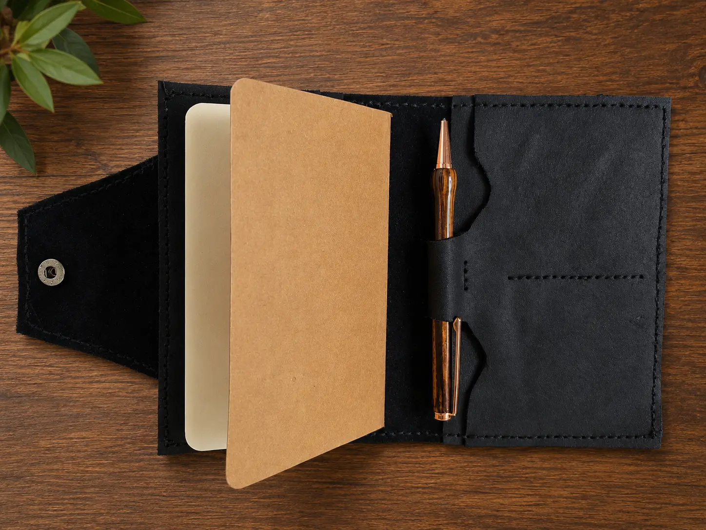 Handmade Leather Traveler’s Notebook with Pen Holder | Refillable Pocket Journal Cover | Hand Stitched Leather Notebook | Gift for Writers & Travelers