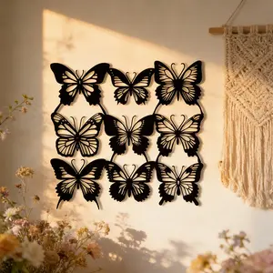 Butterfly Wall Art, 1 Set Iron Butterfly Wall Decor, Decorative Wall Hanging Decor for Home Living Room Bedroom Garden Patio