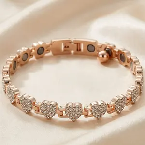 Pure Copper Magnetic Bracelet for Women Adjustable Copper Bracelet with Strong Magnets & CZ Charm Sparkling Jewelry Gift
