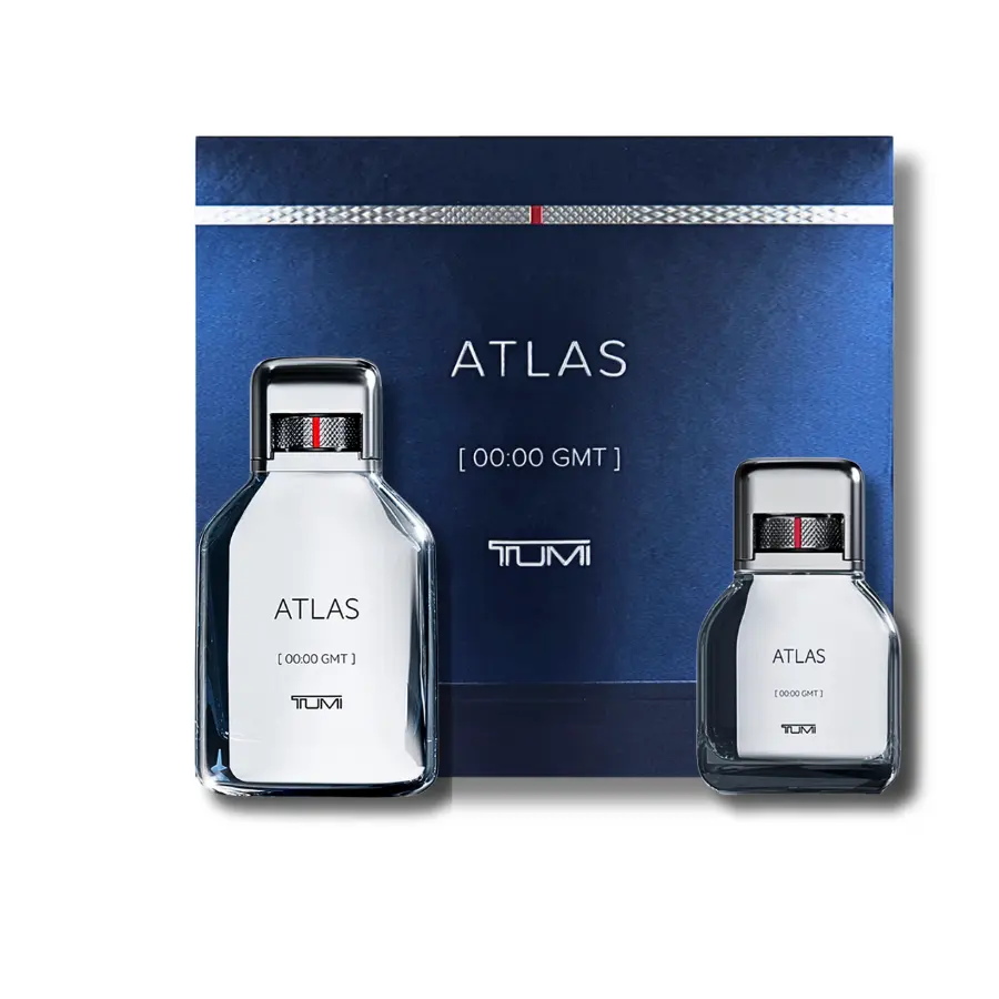 TUMI Atlas Eau de Parfum 2-Piece Gift Set, Long-Lasting Aromatic Woody Scent with Citrus, Amber & Spicy Notes, 3.4 oz & 1.0 oz EDP Duo Set for Adults, Fragrance Sets