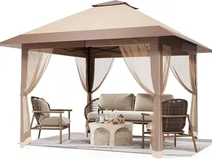 Gaomon 13x13FT Pop Up   Mosquito Netting, Outdoor Canopy Tent  Double Roof, Folding  for Patio, Backyard, Garden, Camping, Party, Wedding, Adjustable Height  tanning   face hole rocking  Oval   Sofa Set  Coffee  gazebo Table with chair Egg Swivel