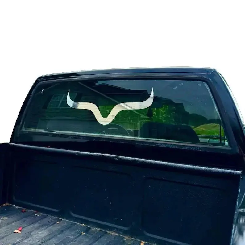 Minimalist style longhorned bull sticker| Simple bullhorn car and truck sticker| Western Cowboy Style Car Window Sticker|