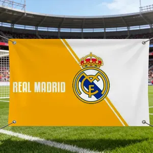 Team R-Real M-Madrid Flags Sports Team Logo Banner Flag, Decorative Banner – HD Premium Knit Polyester | Fade-Resistant Vivid Print | Lightweight Durable Wall Tapestry for Soccer Fans Room Decor, Game Day Party & Events