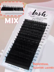16 Row Mixed Classic Personal Implanted Eyelash Deep Black Matte Professional Soft Natural Artificial Eyelash Extension Makeup Beauty Personal Eyelash lashes