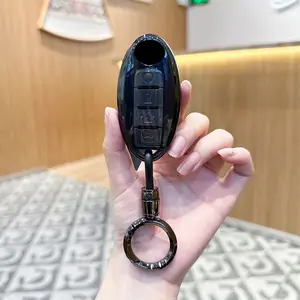 For Nissan Key Fob Cover Soft TPU 360 Degree Protection Key Case  Keychain for Altima Maxima Murano Rogue Sentra 370z Pathfinder Smart Remote 2/3/4/5 Button Silver