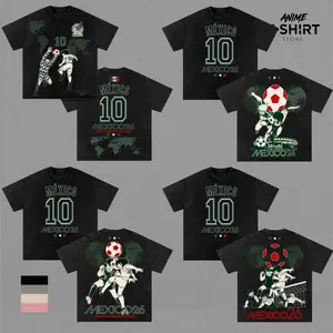 Mexico World Football Tour 2026 Vintage Washed Anime Soccer T Shirt, Retro Futbol Graphic Tee, Oversized Heavyweight Cotton Streetwear, Mexico Football Fan Shirt, Sports Aesthetic Gift Merch Apparel