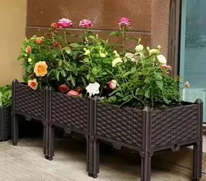 Multi-functional Elevated Planters Upgraded Heightened Vegetable Planter With Drainage System, Ideal For Vegetables Herbs And Flowers Durable Plastic Planter Flower Box For Patio, Garden Terrace Rectangular Garden Bed Set Creative Christmas Planters