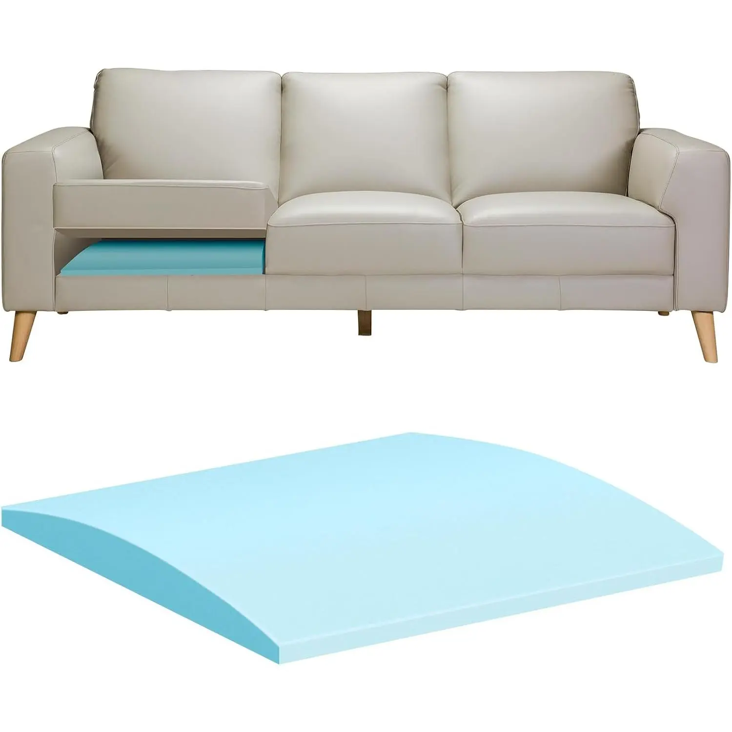 Couch Cushions Support for Sagging Seat 20"X 20"Insert padsSupports Board Sofa Furniture seat Cushion Under Sag Repair, Curved High Density  Replacement for Sectional Loveseat Chair Blue Set of 1