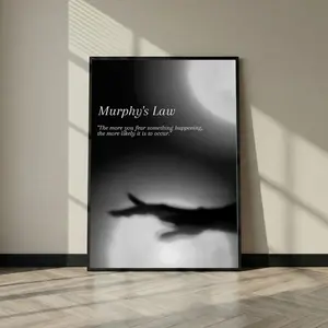 Murphy�s Law Quote Wall Art, Philosophy Poster Print, Minimalist Modern Decor, Motivational, Office & Home