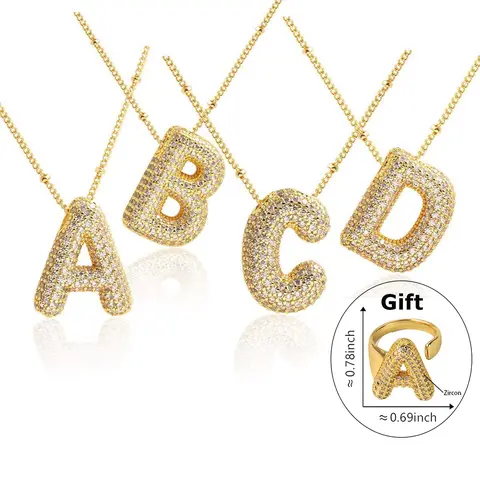 Metal Coated Personalized Statement Initial Letters Necklace - Elegant Beaded Rhinestone Decor, 26-Letter, 17.7in/45cm Length, Unisex Daily Wear Jewelry, Ideal Birthday Gifts for Women