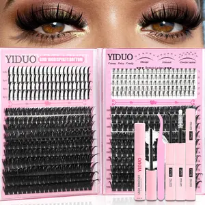 6 Styles False Eyelash Cluster Kit Bottom,/Spiky,/40D/60D/80D/100D Volume Lash Extensions Kit,  D-Curl 1100 Pcs Eyelash Cluster Kit With Lash Bond and Seal Tweezers Remover Eyelash Tools DIY at Home Easily