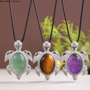 1pc Natural Stone Turtle Pendant Necklace, Unisex Sports & Outdoor Accessory, Ideal Gift for Loved Ones on Special Occasions