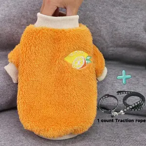 Orange Pattern Pet Sweater & Collar Set, 2 Counts/set Cute Pet Clothes with Collar, Pet Clothing for Small &  Medium Dogs & Cats