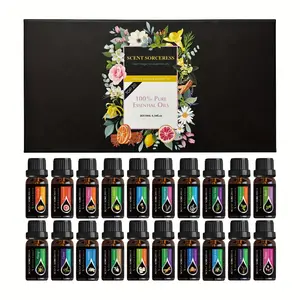 SCENT SORCERESS 20-Piece 10ml/0.34 oz Essential Oil Set. Suitable for all skin types, provides comprehensive moisturizing care for skin, face, nails, hair, and eyebrows. Includes a blend of lily, lavender, rose, and other essential oils, best gift.