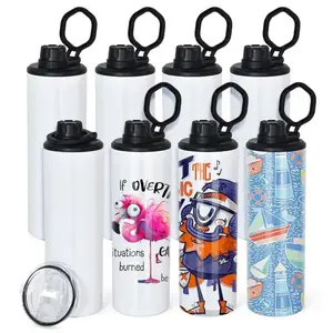 25pack 20oz Sublimation Stainless Steel Tumbler with Round Portable & Slide Lids, Insulated Sports Water Bottles, Flask Drinkware