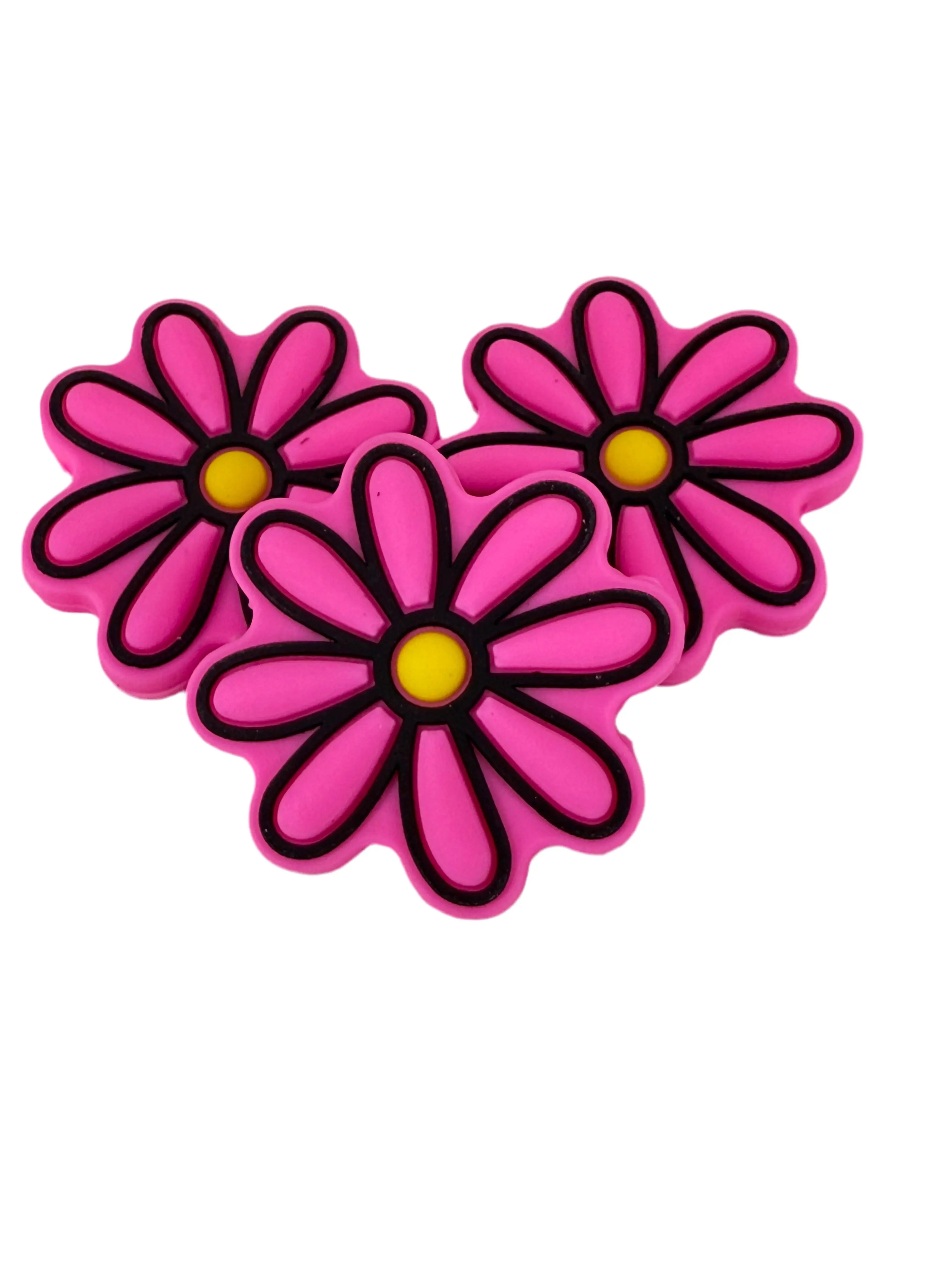 F17- (1)PC 1.2" Hot Pink Daisy Flower Focal Bead for DIY Keychains, Wristlets, Cup Charms, Car Charms ETC