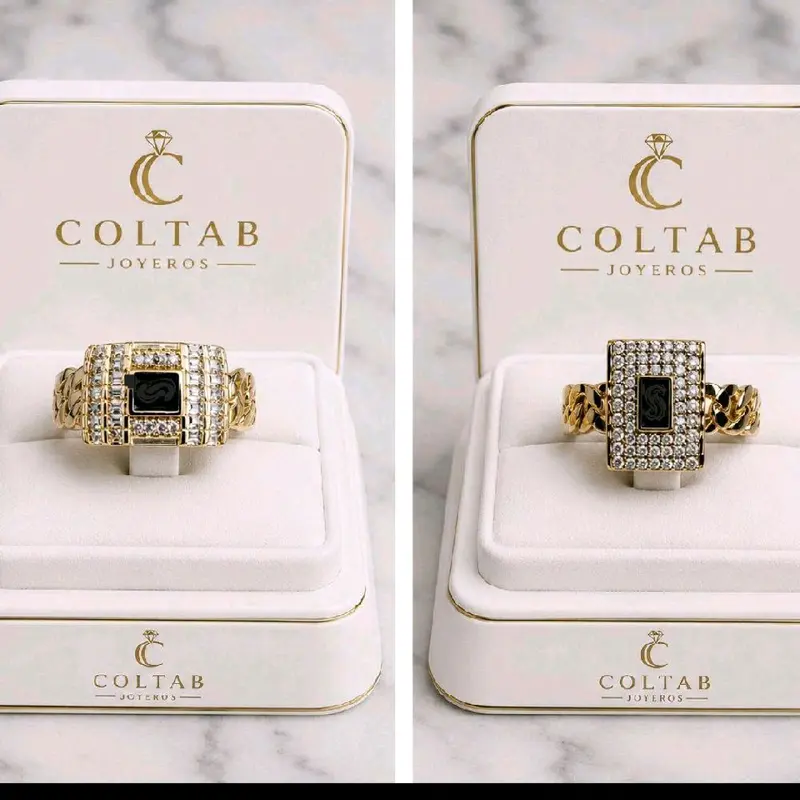 (R126- R125) 14K Gold Plated Cuban Ring for Women with Rhinestone Elegant Fashion Jewelry