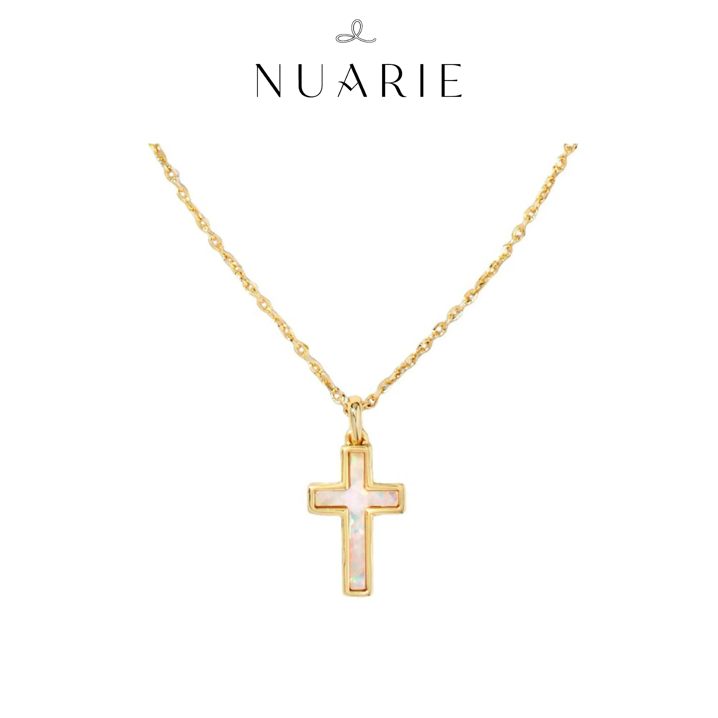 NUARIE Vintage Cross Pendant Necklace - Dainty Long Minimalist Layering Chain, Hypoallergenic Retro Elegant Clavicular Jewelry, Exquisite Crucifix Chain Strap Necklace Gift for Sensitive Skin Wearers, Cross Necklaces, Crucifix Necklaces