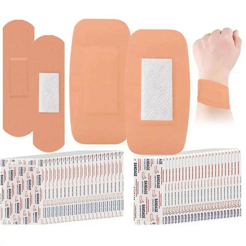100pcs Assorted Sterile Wound Care Bandages - 2 Sizes (Standard, Extra Large Rectangle), Waterproof, Breathable, Latex-Free, FDA Compliant, Individually Wrapped, Cost-Effective First Aid Dressing for Home, Fast US Warehouse Shipping, Wound Care Bandage, C