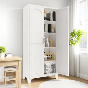 Shapely Doors Cabinet, Metal Storage Cabinet with Doors and Adjustable Shelves, for Bedroom, Living Room